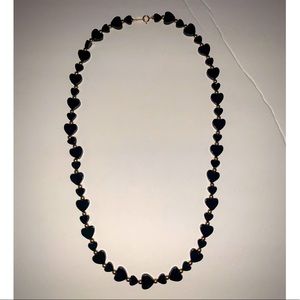 ❤️ Beautiful 14k yellow gold Multi Size Black Heart Necklace 17.5” approx. 🎁